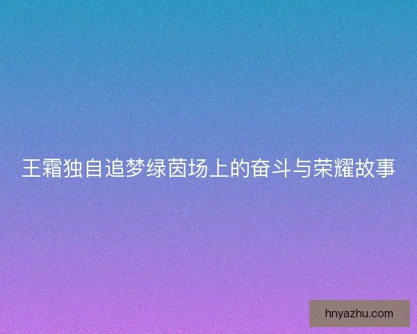 王霜独自追梦绿茵场上的奋斗与荣耀故事